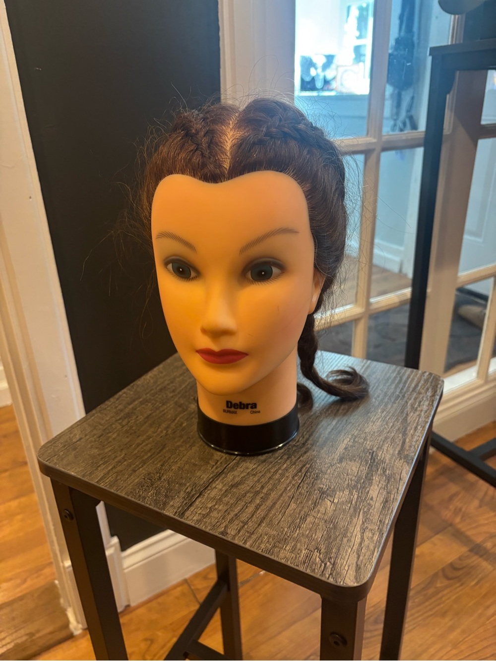 Deb Braided Mannequin Head with Dark Brown Hair